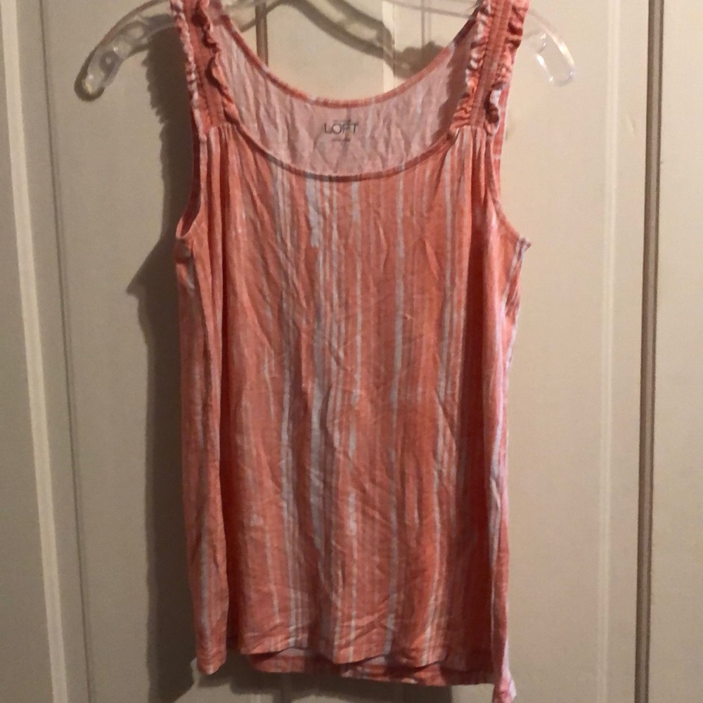 Loft peach and white tie died tank top